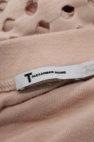 T Alexander Wang Womens Elastic Waistband Cut Out Skirt Pink Size Large