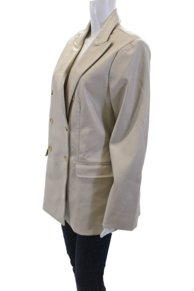 Blue Revival Womens Textured Lined Button Blazer Nude Size L