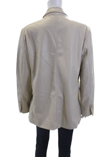 Blue Revival Womens Textured Lined Button Blazer Nude Size L