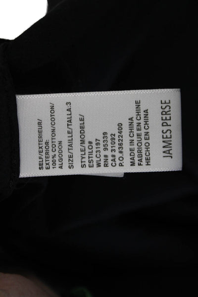 Standard James Perse Womens Cotton Long Sleeve V-neck Blouse Black Size 03