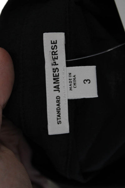 Standard James Perse Womens Cotton Long Sleeve V-neck Blouse Black Size 03