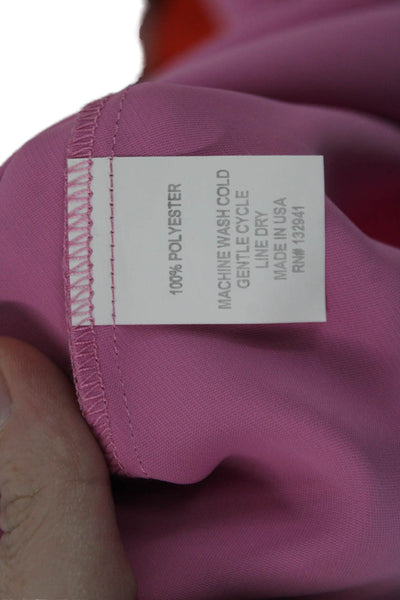 Amanda Uprichard Womens Ruched High Neck Sleeveless Blouse Top Pink Size S