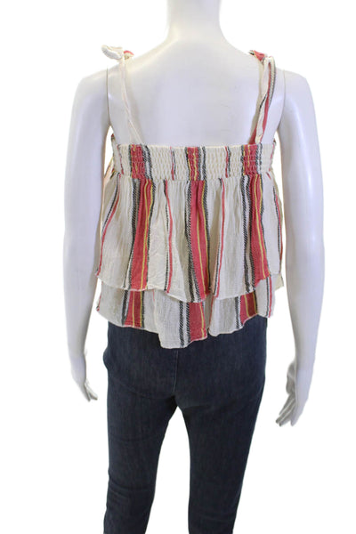 Vintage Havana Womens Striped Ruched Layered Tank Top Beige Size M