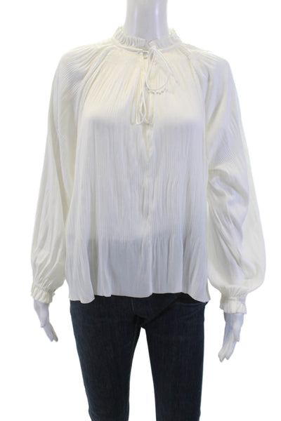 Current Air Womesn V-Neck Long Sleeve Pullover Blouse Top White Size S