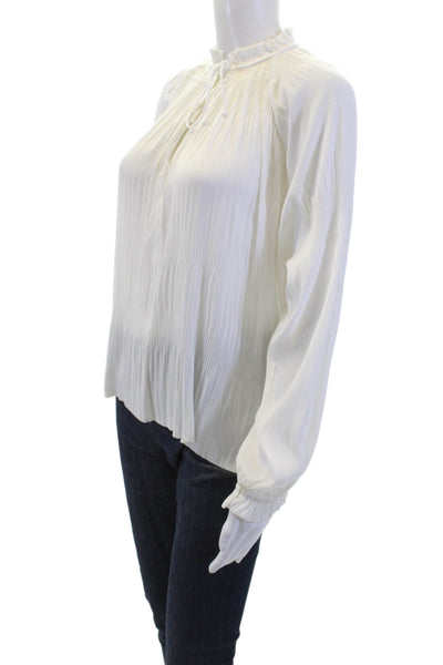 Current Air Womesn V-Neck Long Sleeve Pullover Blouse Top White Size S
