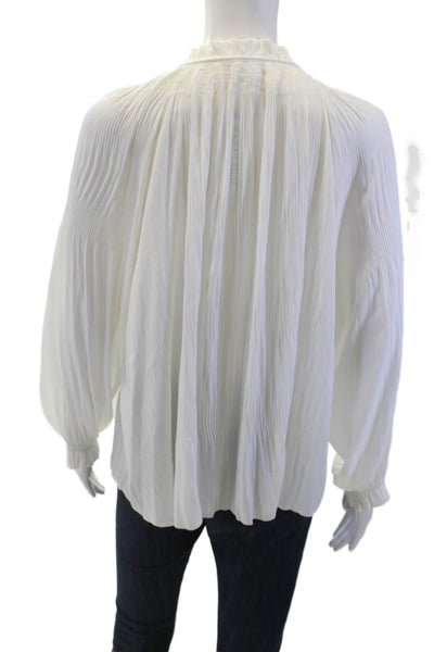Current Air Womesn V-Neck Long Sleeve Pullover Blouse Top White Size S