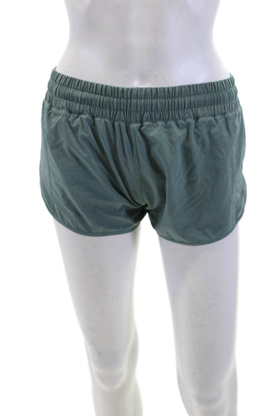 Lululemon Womens Camouflage Elastic Waist Mini Activewear Shorts Seafoam Size 4