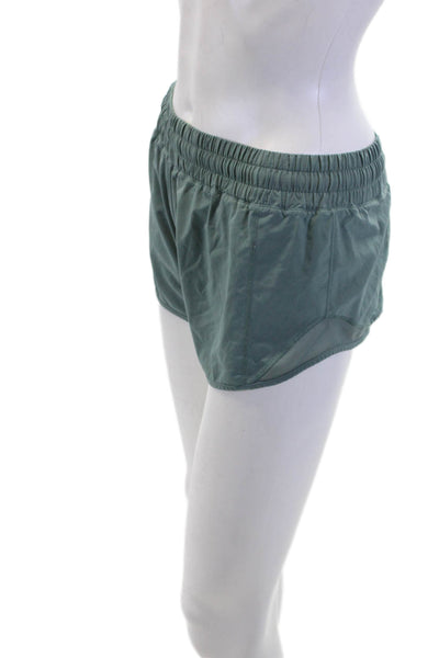 Lululemon Womens Camouflage Elastic Waist Mini Activewear Shorts Seafoam Size 4