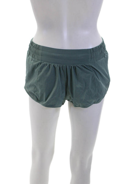 Lululemon Womens Camouflage Elastic Waist Mini Activewear Shorts Seafoam Size 4