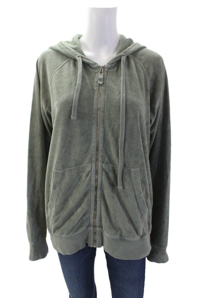 Hartford Womens Cotton Blend Terry Full Zip Hoodie Green Size M