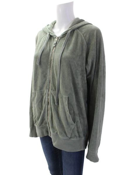 Hartford Womens Cotton Blend Terry Full Zip Hoodie Green Size M