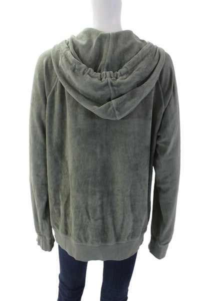 Hartford Womens Cotton Blend Terry Full Zip Hoodie Green Size M