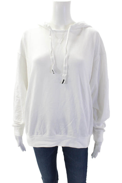 Stateside Unisex Adults Solid Long Sleeve Pullover Hoodie White Size M