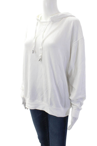 Stateside Unisex Adults Solid Long Sleeve Pullover Hoodie White Size M