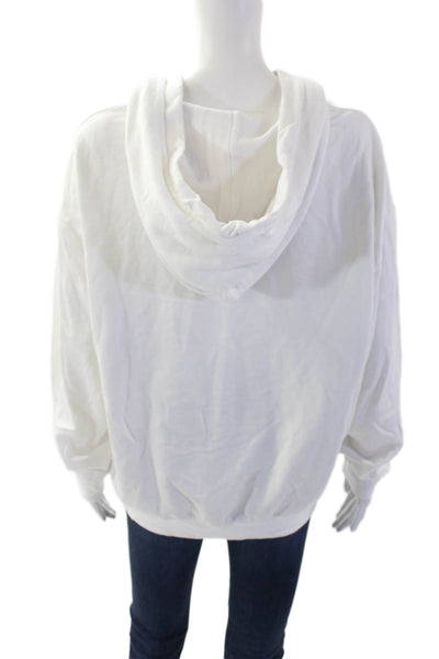 Stateside Unisex Adults Solid Long Sleeve Pullover Hoodie White Size M