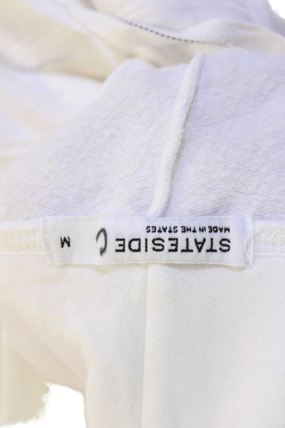 Stateside Unisex Adults Solid Long Sleeve Pullover Hoodie White Size M