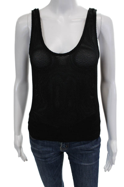 Enza Costa Womens Sleeveless Round Neck Tank Top Black Size S