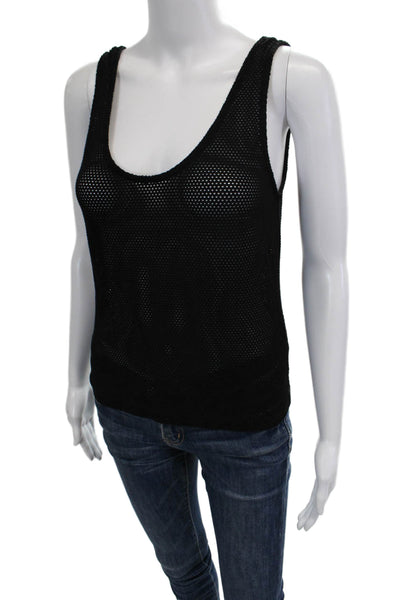 Enza Costa Womens Sleeveless Round Neck Tank Top Black Size S