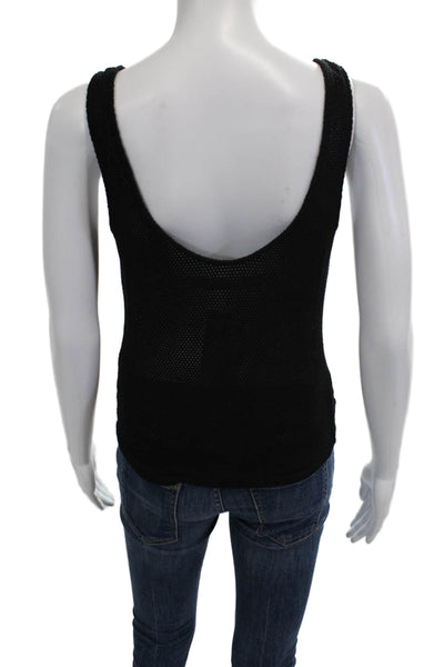 Enza Costa Womens Sleeveless Round Neck Tank Top Black Size S