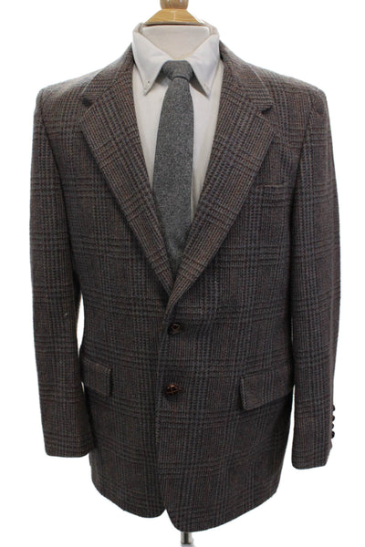 Oakton Ltd. Mens Textured Wool Long Sleeve Lined Blazer Brown Size 42R