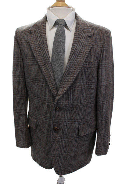 Oakton Ltd. Mens Textured Wool Long Sleeve Lined Blazer Brown Size 42R