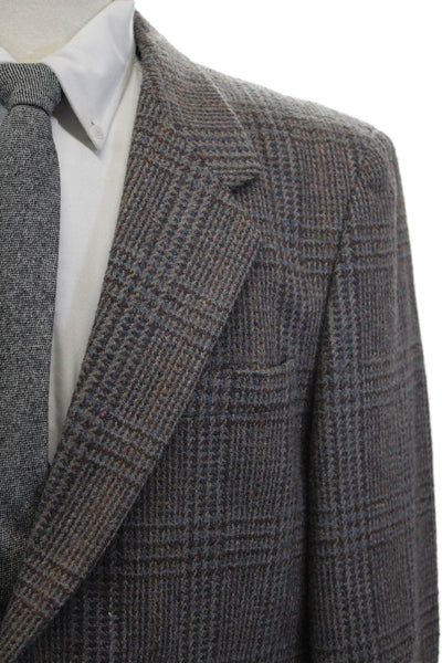 Oakton Ltd. Mens Textured Wool Long Sleeve Lined Blazer Brown Size 42R
