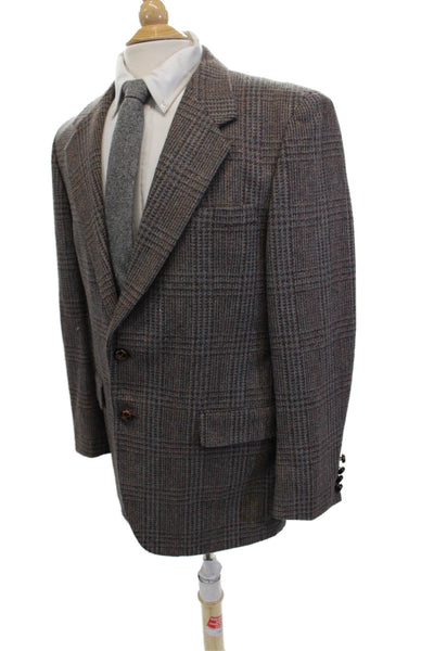 Oakton Ltd. Mens Textured Wool Long Sleeve Lined Blazer Brown Size 42R