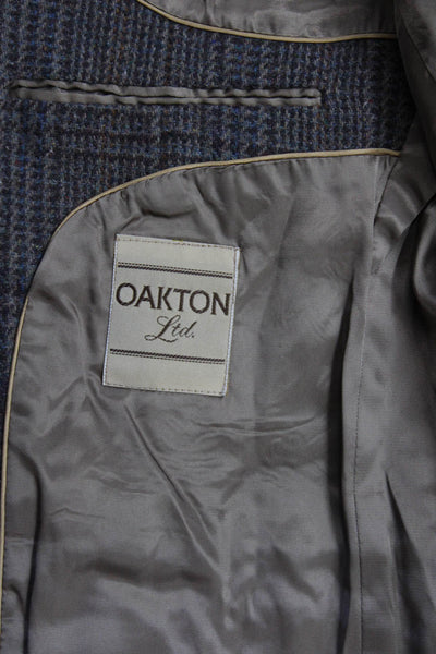 Oakton Ltd. Mens Textured Wool Long Sleeve Lined Blazer Brown Size 42R