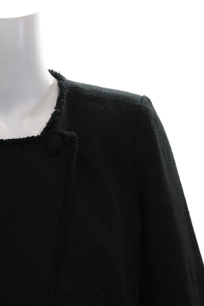 Joie Womens Tweed Button Down Cropped Jacket Black Cotton Size Medium