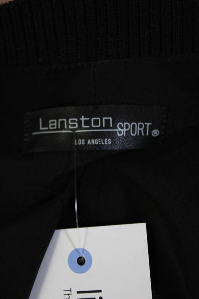 Lanston Sport Womens Faux Leather Metallic Zippered Bomber Jacket Pink Size S
