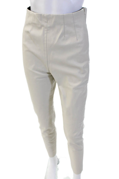 Zara Womens Faux Leather Side Zippered Skinny Leg Pants Light Beige Size M