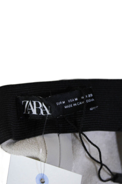 Zara Womens Faux Leather Side Zippered Skinny Leg Pants Light Beige Size M