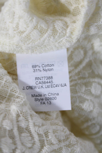 J Crew Womens Textured Lace Short Sleeve Round Neck Top Cream Size XS