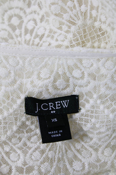 J Crew Womens Textured Lace Short Sleeve Round Neck Top Cream Size XS