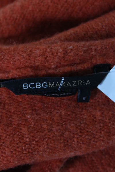BCBG Max Azria Womens Short Sleeve Round Neck Knit Top Orange Size S