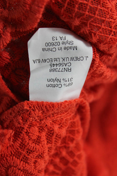J Crew Womens Cotton Short Sleeve Round Neck Lace T-shirt Red Size S