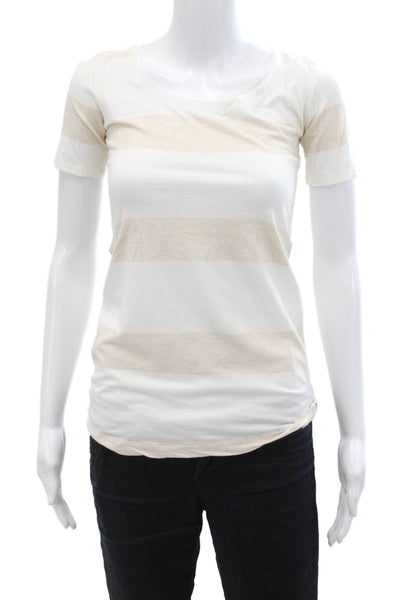 Lululemon Womens Cotton Short Sleeve Stripe T-shirt White Size S