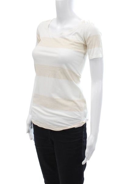 Lululemon Womens Cotton Short Sleeve Stripe T-shirt White Size S
