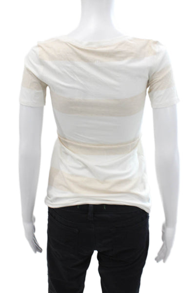 Lululemon Womens Cotton Short Sleeve Stripe T-shirt White Size S