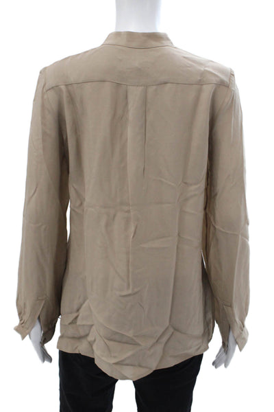 Talbots Womens Silk Long Sleeve V-neck Button Blouse Nude Size XS