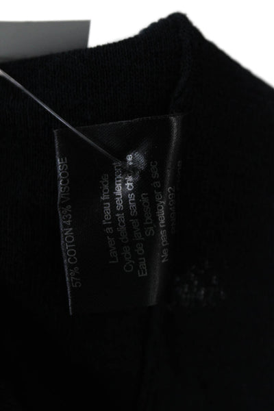 Jonathan Simkhai Womens Ruffled Crew Neck Sweater Black Cotton Size Small