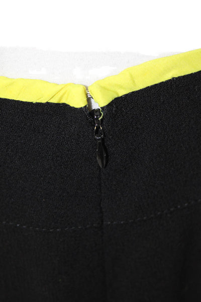 Philippe Adec Womens Back Slit Mini Pencil Skirt Black Yellow Wool Size 6