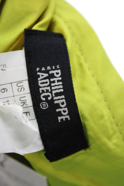 Philippe Adec Womens Back Slit Mini Pencil Skirt Black Yellow Wool Size 6