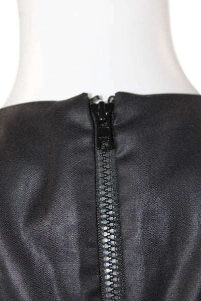 Helmut Lang Womens Short Sleeves Pleated Front Sheath Dress Black Wool Size 6