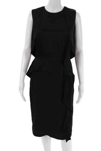 philosophy Womens Sleeveless Ruffled Mid Calf Dress Black Size 6