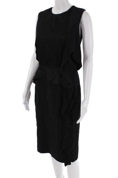 philosophy Womens Sleeveless Ruffled Mid Calf Dress Black Size 6