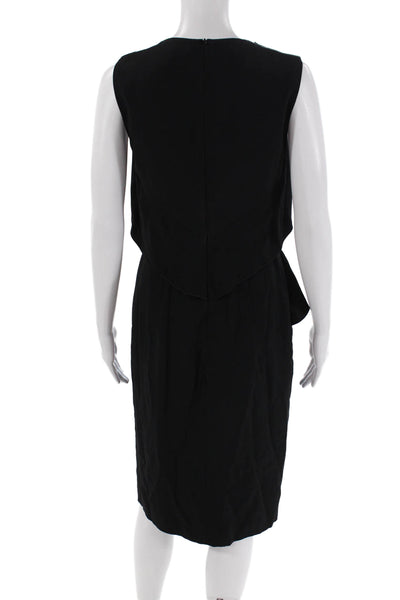 philosophy Womens Sleeveless Ruffled Mid Calf Dress Black Size 6