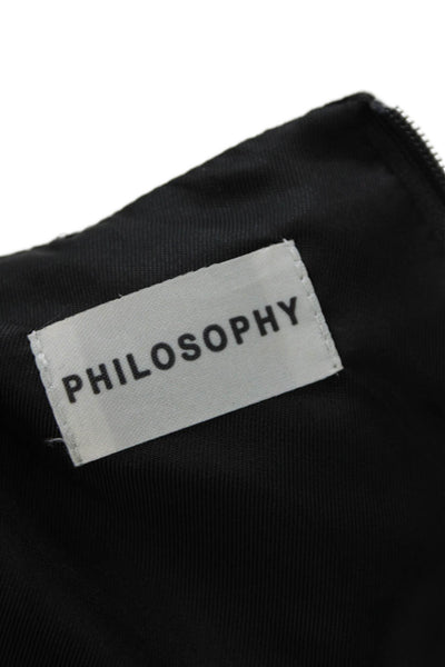 philosophy Womens Sleeveless Ruffled Mid Calf Dress Black Size 6