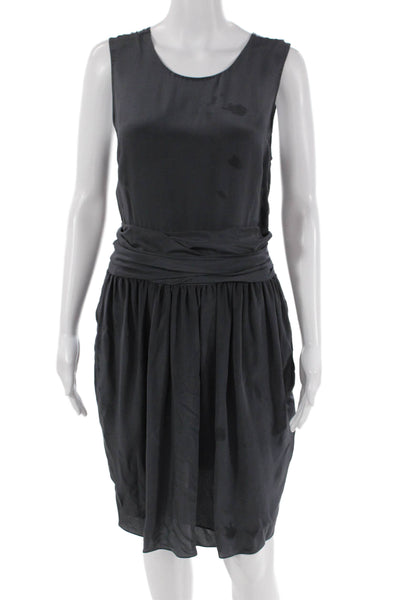 3.1 Phillip Lim Womens Silk Sleeveless A Line Knee Length Dress Grey Size 6