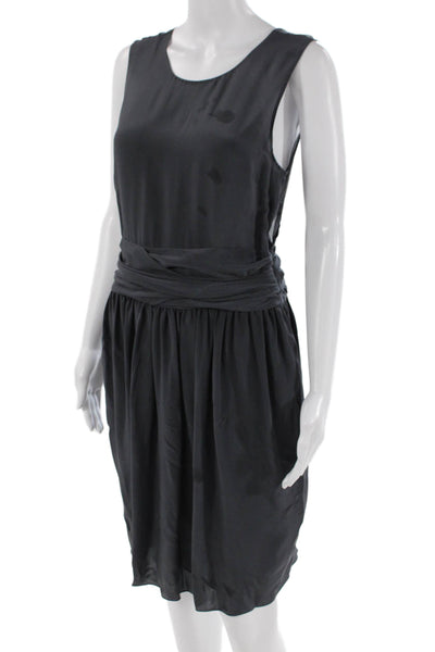 3.1 Phillip Lim Womens Silk Sleeveless A Line Knee Length Dress Grey Size 6